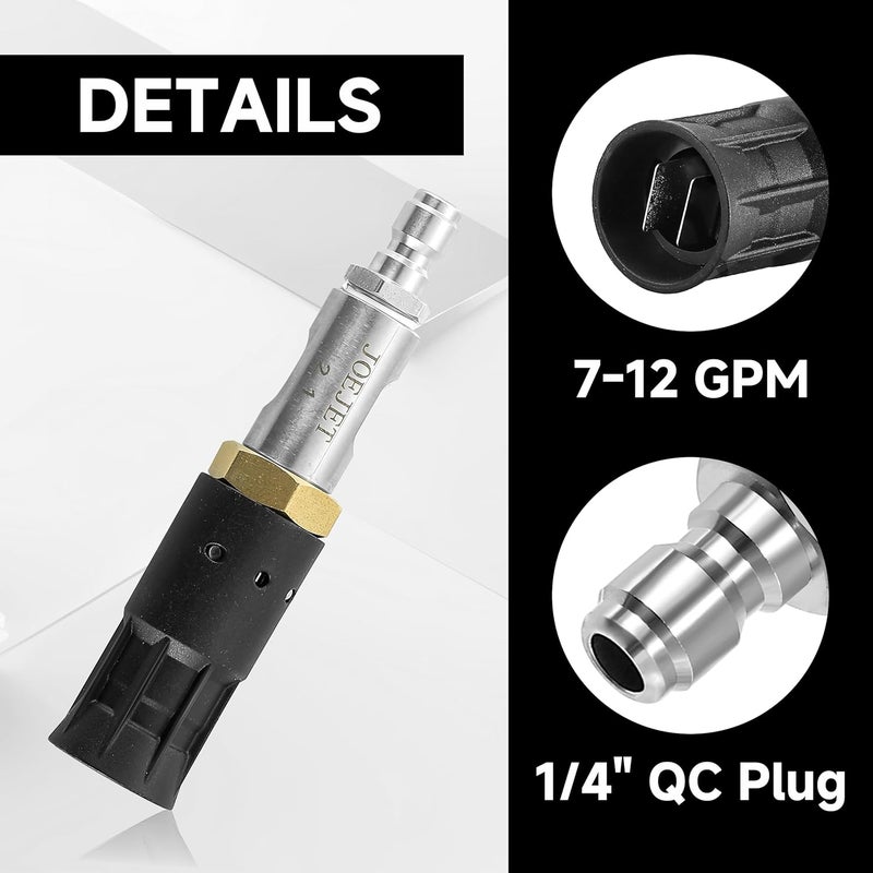 JOEJET Downstream Soft Wash Nozzle, Adjustable Pressure Washer Twist Nozzle with 1/4 Inch Quick Connect Plug, 7-12 GPM - Image 4